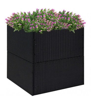 vidaXL Garden Planter Black 80x80x80 cm Poly Rattan