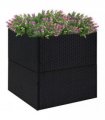 vidaXL Garden Planter Black 80x80x80 cm Poly Rattan