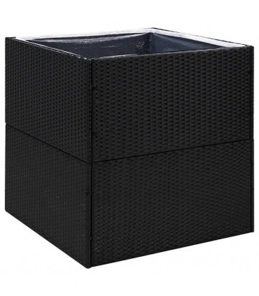 vidaXL Garden Planter Black 80x80x80 cm Poly Rattan