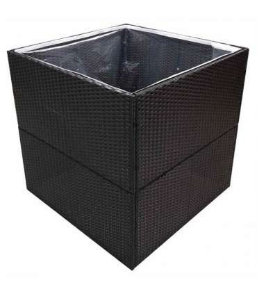 vidaXL Garden Planter Black 80x80x80 cm Poly Rattan