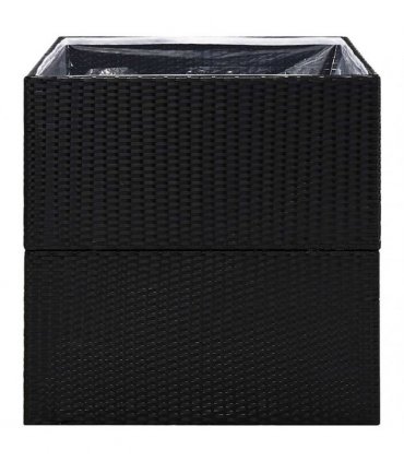 vidaXL Garden Planter Black 80x80x80 cm Poly Rattan
