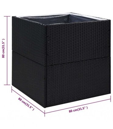 vidaXL Garden Planter Black 80x80x80 cm Poly Rattan