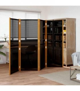 vidaXL 4-Panel Room Divider Black 280x180 cm