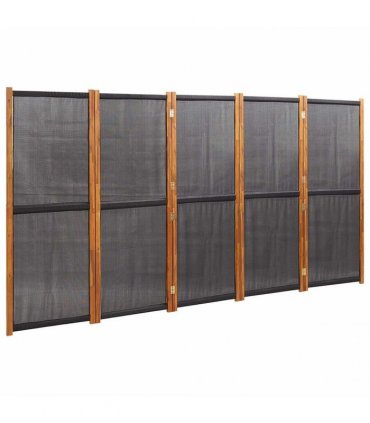 vidaXL 5-Panel Room Divider Black 350x180 cm