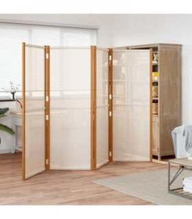 vidaXL 4-Panel Room Divider Cream White 280x180 cm