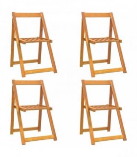 vidaXL Folding Chairs 4 pcs Solid Wood Acacia