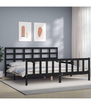 vidaXL Bed Frame without Mattress Black 200x200 cm Solid Wood Pine