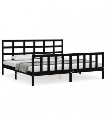 vidaXL Bed Frame without Mattress Black 200x200 cm Solid Wood Pine