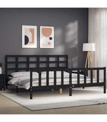 vidaXL Bed Frame without Mattress Black 200x200 cm Solid Wood Pine