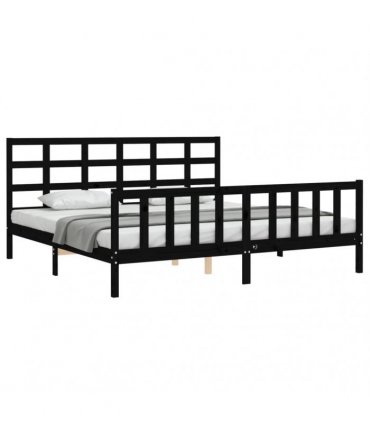 vidaXL Bed Frame without Mattress Black 200x200 cm Solid Wood Pine