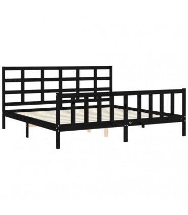 vidaXL Bed Frame without Mattress Black 200x200 cm Solid Wood Pine
