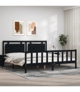 vidaXL Bed Frame without Mattress Black 200x200 cm Solid Wood Pine