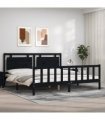 vidaXL Bed Frame without Mattress Black 200x200 cm Solid Wood Pine