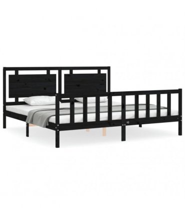 vidaXL Bed Frame without Mattress Black 200x200 cm Solid Wood Pine