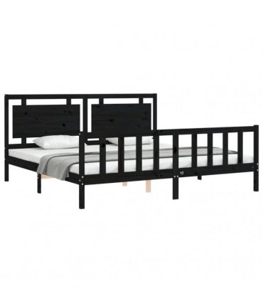 vidaXL Bed Frame without Mattress Black 200x200 cm Solid Wood Pine