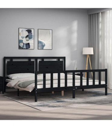 vidaXL Bed Frame without Mattress Black 200x200 cm Solid Wood Pine