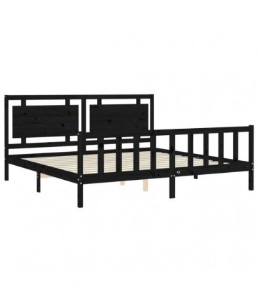 vidaXL Bed Frame without Mattress Black 200x200 cm Solid Wood Pine