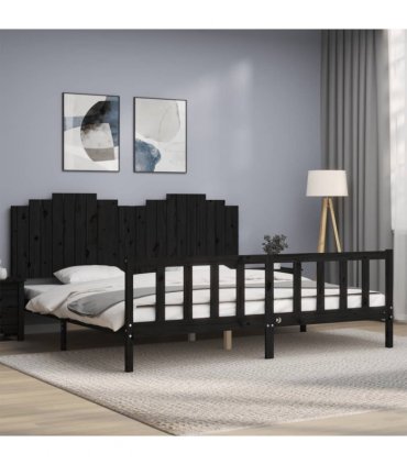 vidaXL Bed Frame without Mattress Black 200x200 cm Solid Wood Pine