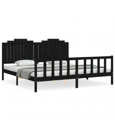 vidaXL Bed Frame without Mattress Black 200x200 cm Solid Wood Pine
