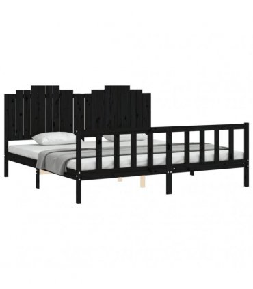 vidaXL Bed Frame without Mattress Black 200x200 cm Solid Wood Pine