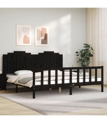 vidaXL Bed Frame without Mattress Black 200x200 cm Solid Wood Pine