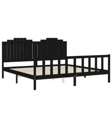 vidaXL Bed Frame without Mattress Black 200x200 cm Solid Wood Pine