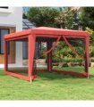 vidaXL Party Tent with 4 Mesh Sidewalls Red 3x4 m HDPE