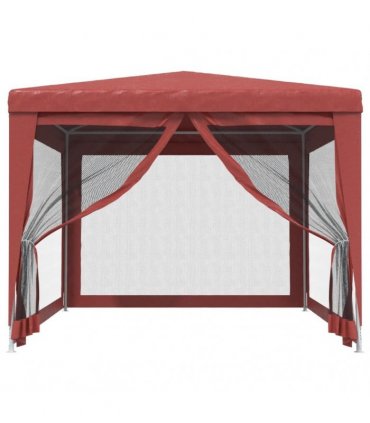 vidaXL Party Tent with 4 Mesh Sidewalls Red 3x4 m HDPE