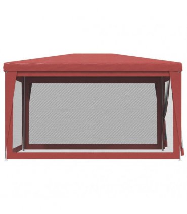 vidaXL Party Tent with 4 Mesh Sidewalls Red 3x4 m HDPE