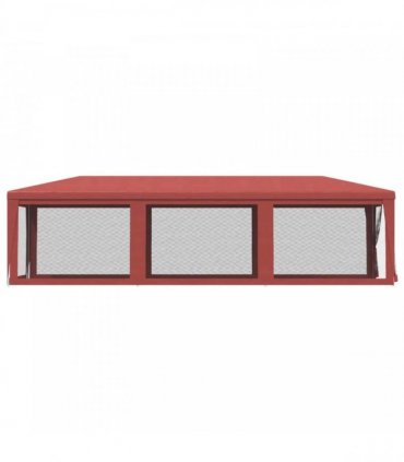 vidaXL Party Tent with 8 Mesh Sidewalls Red 3x9 m HDPE
