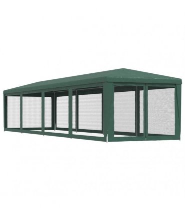 vidaXL Party Tent with 10 Mesh Sidewalls Green 3x12 m HDPE