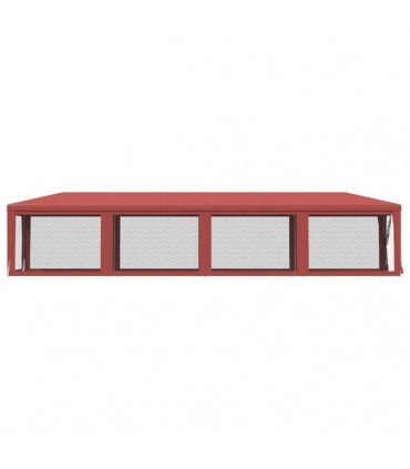 vidaXL Party Tent with 10 Mesh Sidewalls Red 3x12 m HDPE