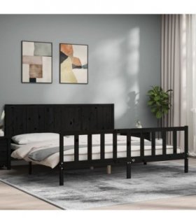 vidaXL Bed Frame without Mattress Black 200x200 cm Solid Wood Pine