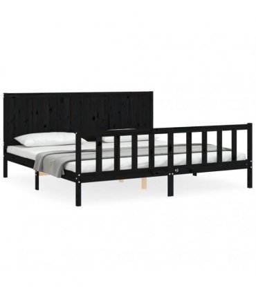 vidaXL Bed Frame without Mattress Black 200x200 cm Solid Wood Pine