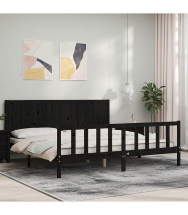 vidaXL Bed Frame without Mattress Black 200x200 cm Solid Wood Pine