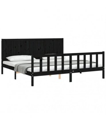 vidaXL Bed Frame without Mattress Black 200x200 cm Solid Wood Pine
