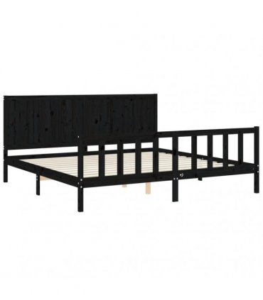 vidaXL Bed Frame without Mattress Black 200x200 cm Solid Wood Pine