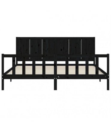 vidaXL Bed Frame without Mattress Black 200x200 cm Solid Wood Pine