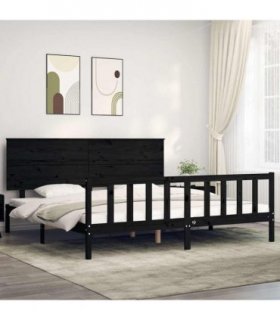 vidaXL Bed Frame without Mattress Black 200x200 cm Solid Wood Pine