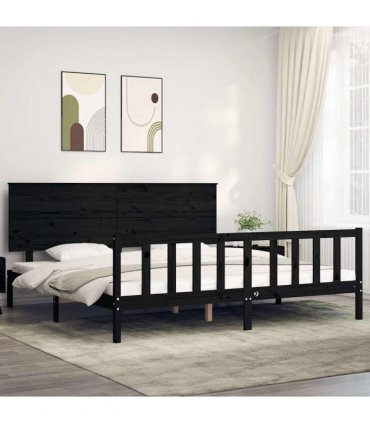 vidaXL Bed Frame without Mattress Black 200x200 cm Solid Wood Pine