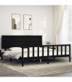 vidaXL Bed Frame without Mattress Black 200x200 cm Solid Wood Pine