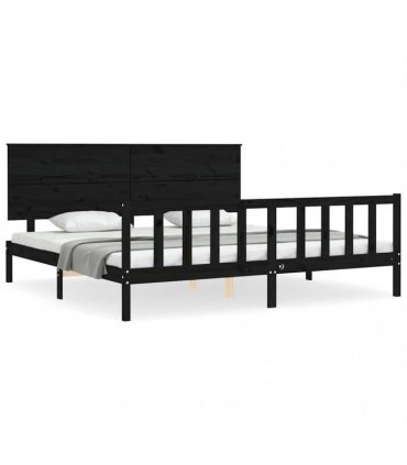 vidaXL Bed Frame without Mattress Black 200x200 cm Solid Wood Pine
