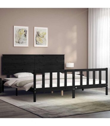 vidaXL Bed Frame without Mattress Black 200x200 cm Solid Wood Pine