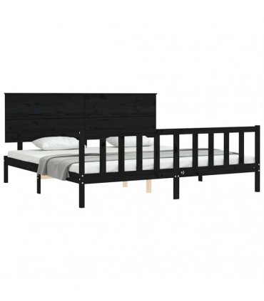 vidaXL Bed Frame without Mattress Black 200x200 cm Solid Wood Pine