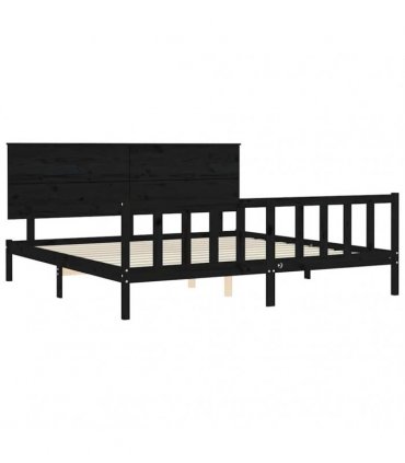 vidaXL Bed Frame without Mattress Black 200x200 cm Solid Wood Pine