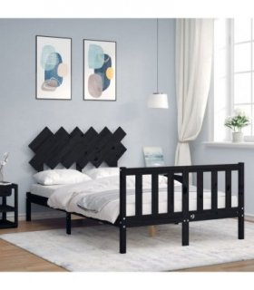vidaXL Bed Frame without Mattress Black Double Solid Wood Pine