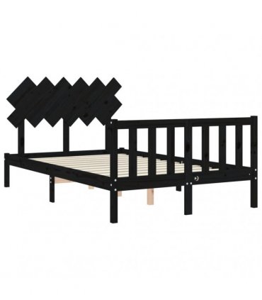 vidaXL Bed Frame without Mattress Black Double Solid Wood Pine