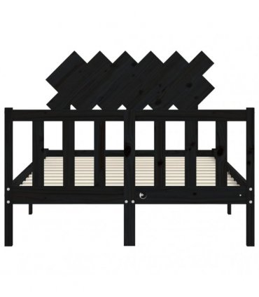 vidaXL Bed Frame without Mattress Black Double Solid Wood Pine
