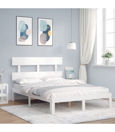 vidaXL Bed Frame without Mattress White Small Double Solid Wood Pine