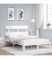 vidaXL Bed Frame without Mattress White Small Double Solid Wood Pine